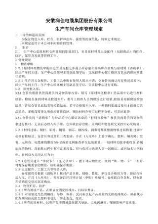 生产车间仓库管理规定