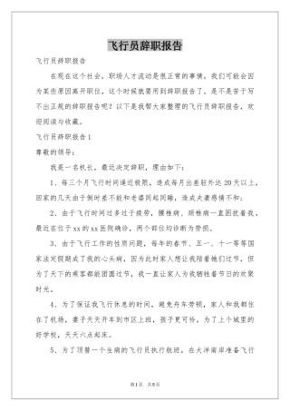 飞行员辞职报告