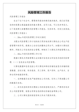 风险管理工作报告