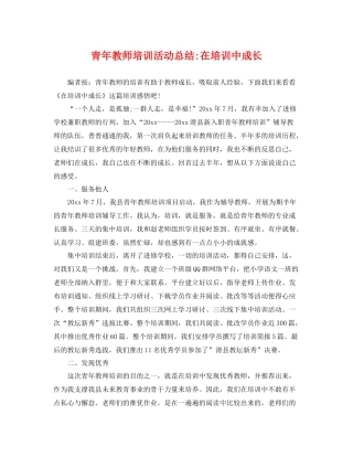 青年教师培训活动总结-在培训中成长 