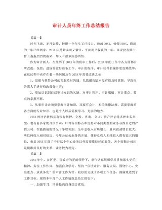 审计人员年终工作总结报告 