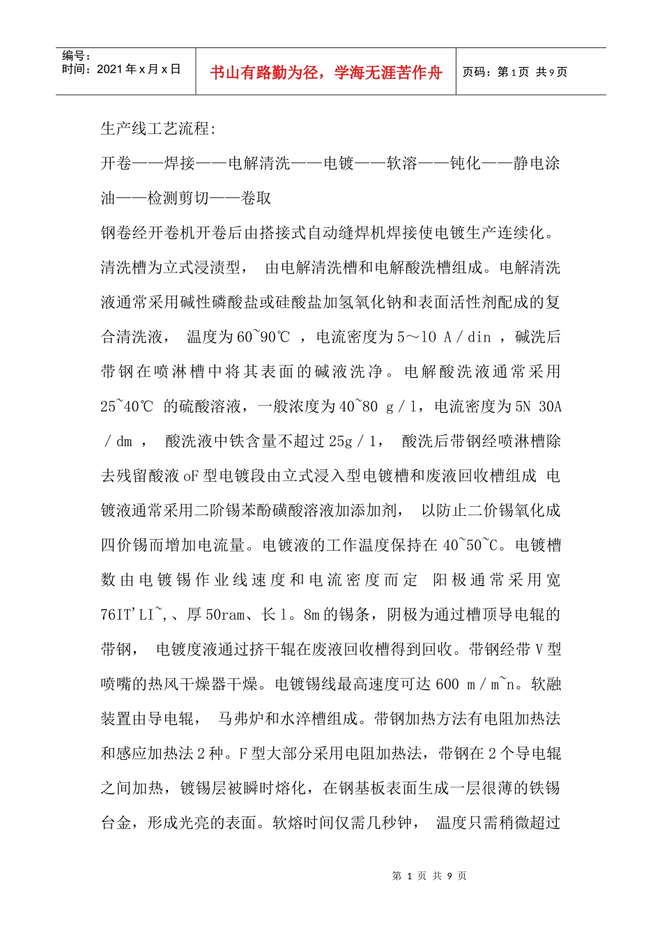 镀锡生产线工艺流程(配图)_第1页