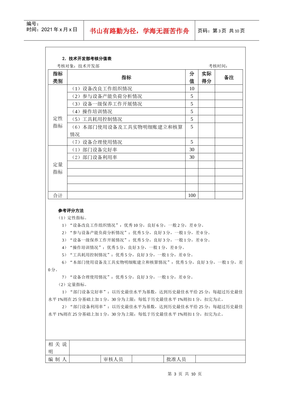 设备及工具管理考核以及考核方法_第3页