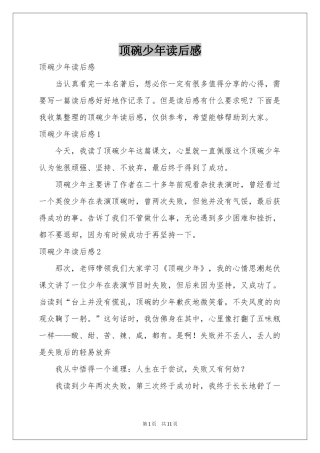 顶碗少年读后感