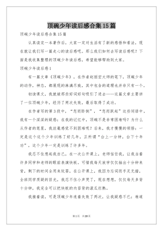 顶碗少年读后感合集15篇