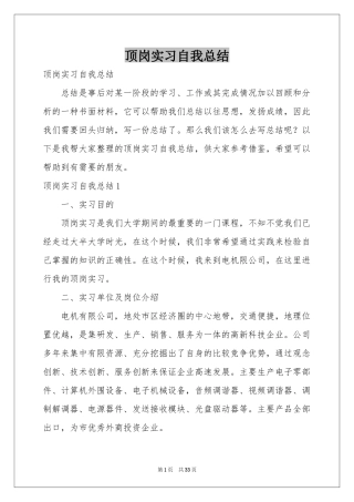 顶岗实习自我参考总结