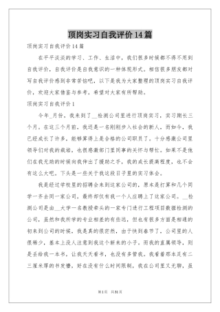 顶岗实习自我评价14篇