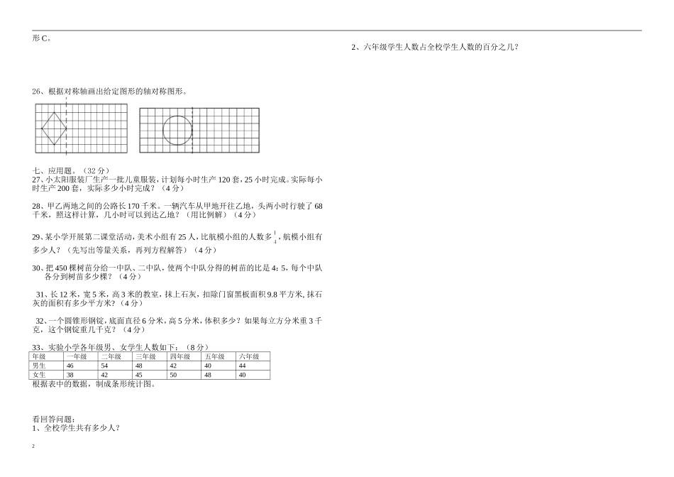 毕业班数学水平模拟考试题2_第2页
