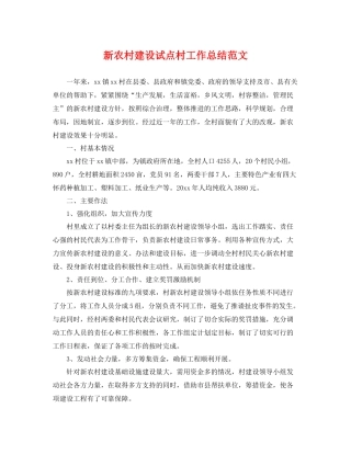 新农村建设试点村工作总结范文 