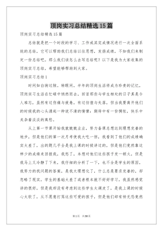 顶岗实习参考总结精选15篇