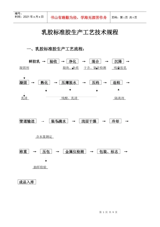 乳胶标准胶生产工艺技术规程