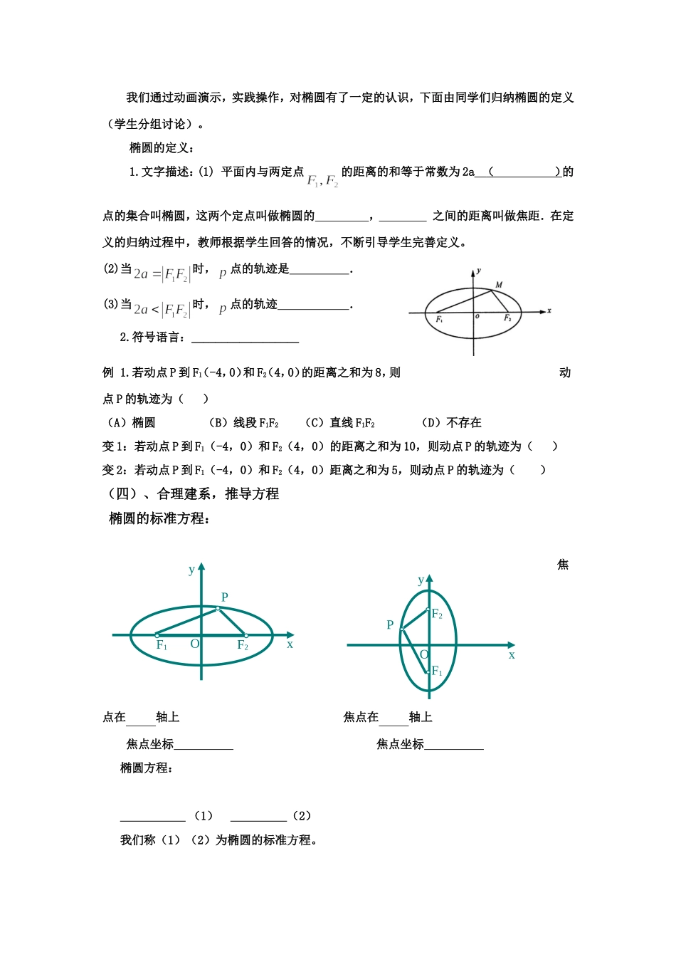椭圆及其标准方程公开课教案_第2页