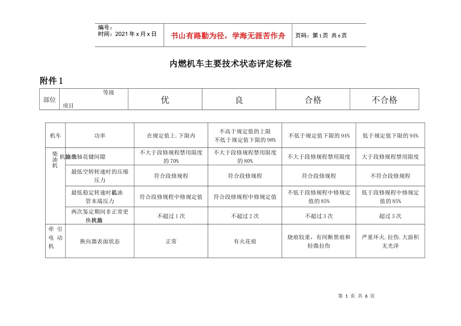 内燃机车主要技术状态评定标准_第1页