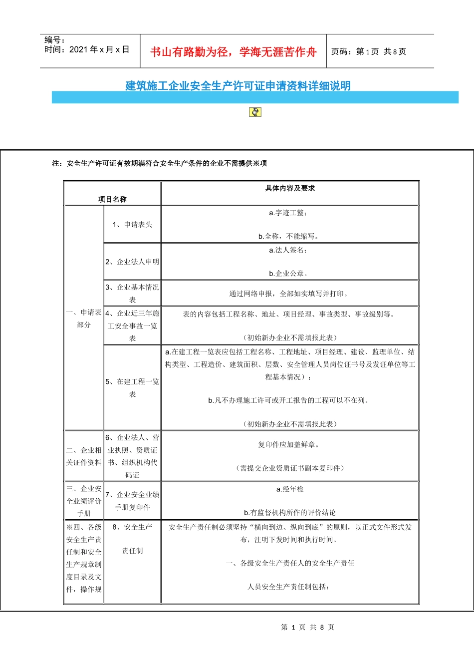 四川省建筑施工企业安全生产许可证申请资料详细说明_第1页