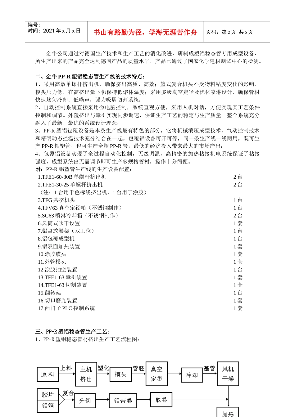 PP-R塑铝稳态管材生产设备及工艺技术概述_第2页