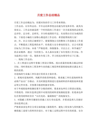 月度工作总结精品 