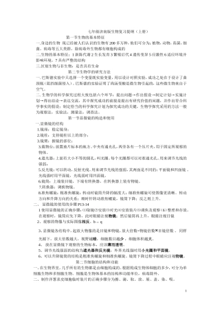 七年级济南版生物复习提纲