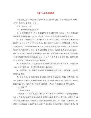 月度个人工作总结报告 