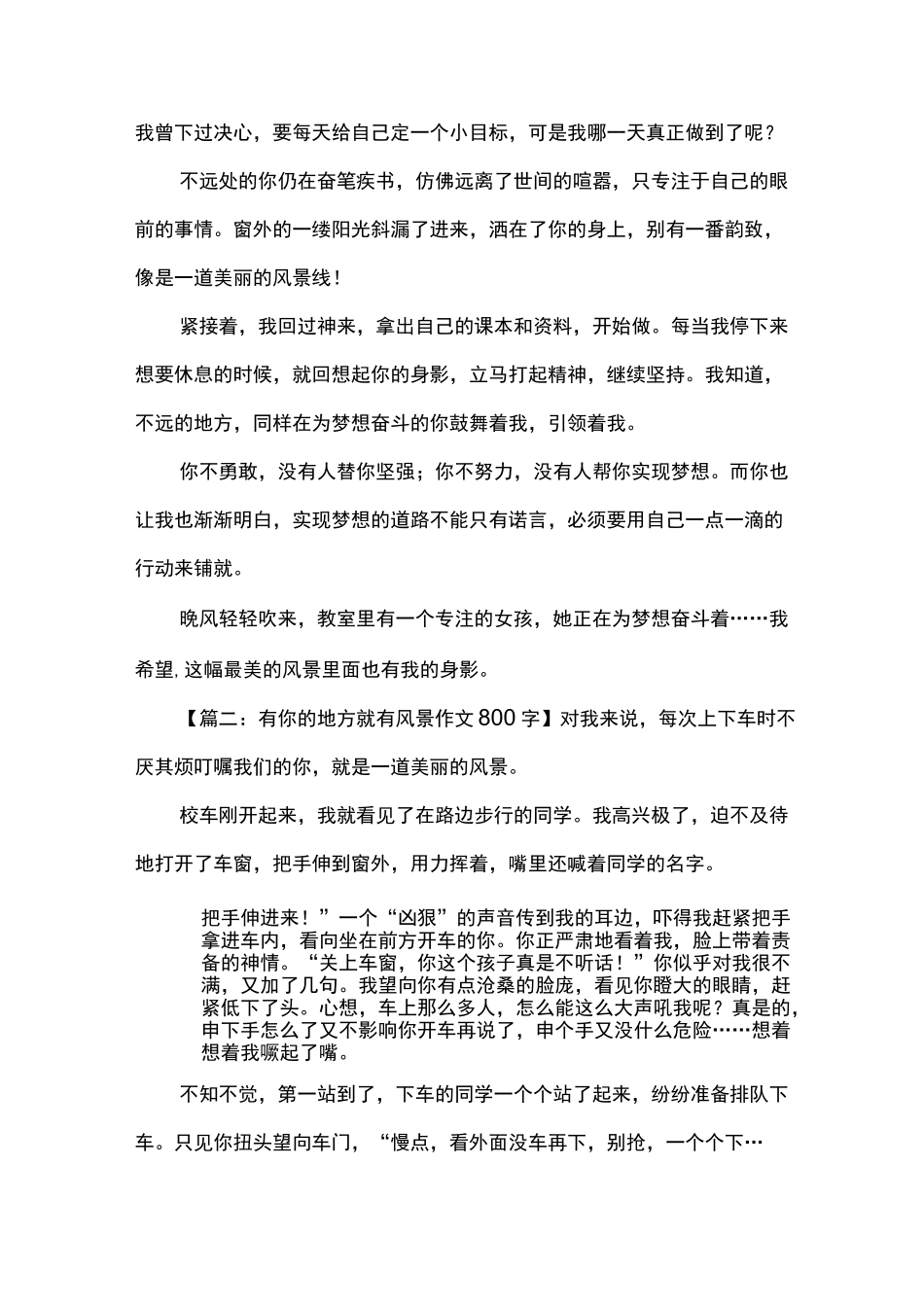 初三作文：有你的地方就有风景作文800字_第2页