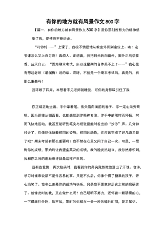 初三作文：有你的地方就有风景作文800字