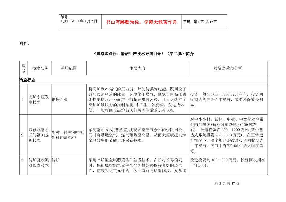 《国家重点行业清洁生产技术导向目录》（第二批）_第2页
