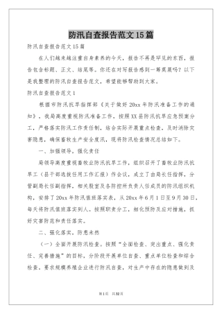 防汛自查报告范本15篇