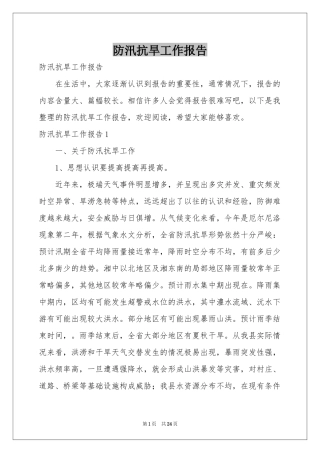 防汛抗旱工作报告
