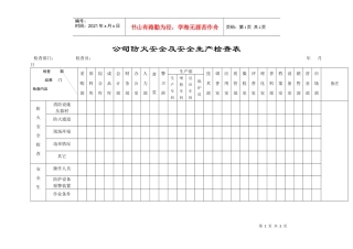 公司防火安全及安全生产检查表