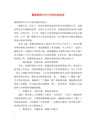 最新集团公司工作的自我总结 