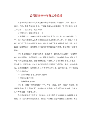 公司财务审计年终工作总结 