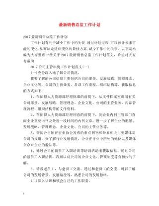 最新销售总监工作计划 
