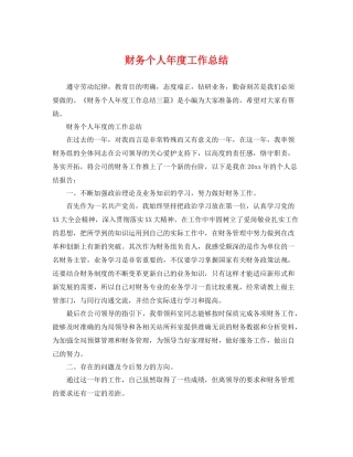 财务个人年度工作总结 