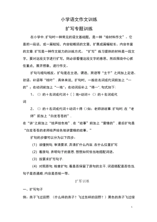小学作文扩写专题训练