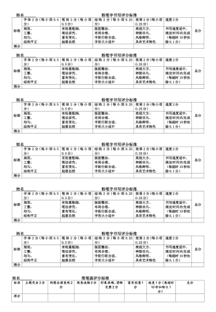 教师基本功大赛评分标准_粉笔字_简笔画_演讲——卜海针