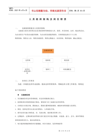 仓储部组织架构及岗位职责(DOC4页)