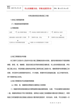 机电设备安装及调试施工方案