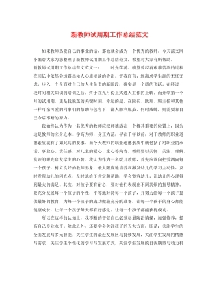 新教师试用期工作总结范文 