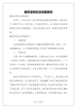 辅导老师社会实践报告