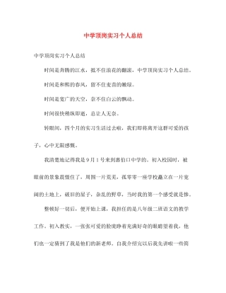 顶岗实习个人总结 