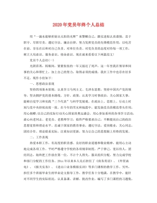 2020年党员年终个人总结 