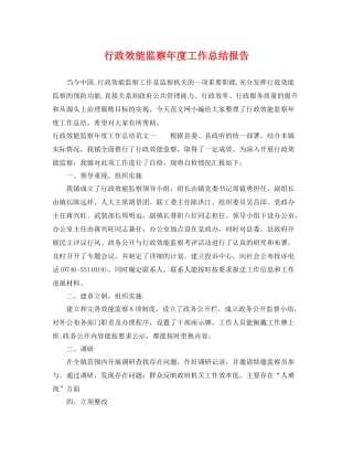 行政效能监察年度工作总结报告 