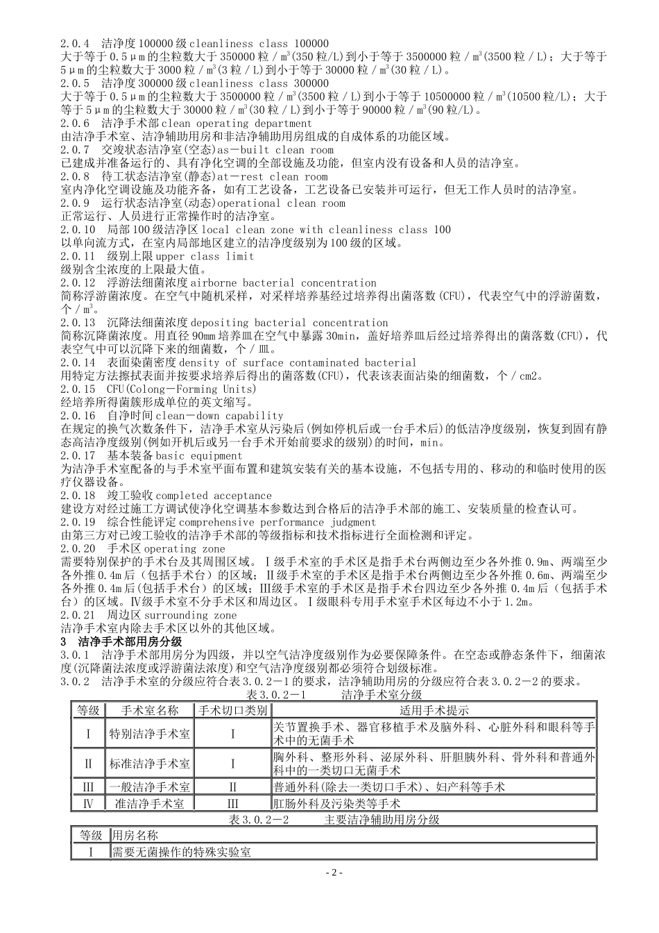 医院洁净手术部建筑技术规范_第2页