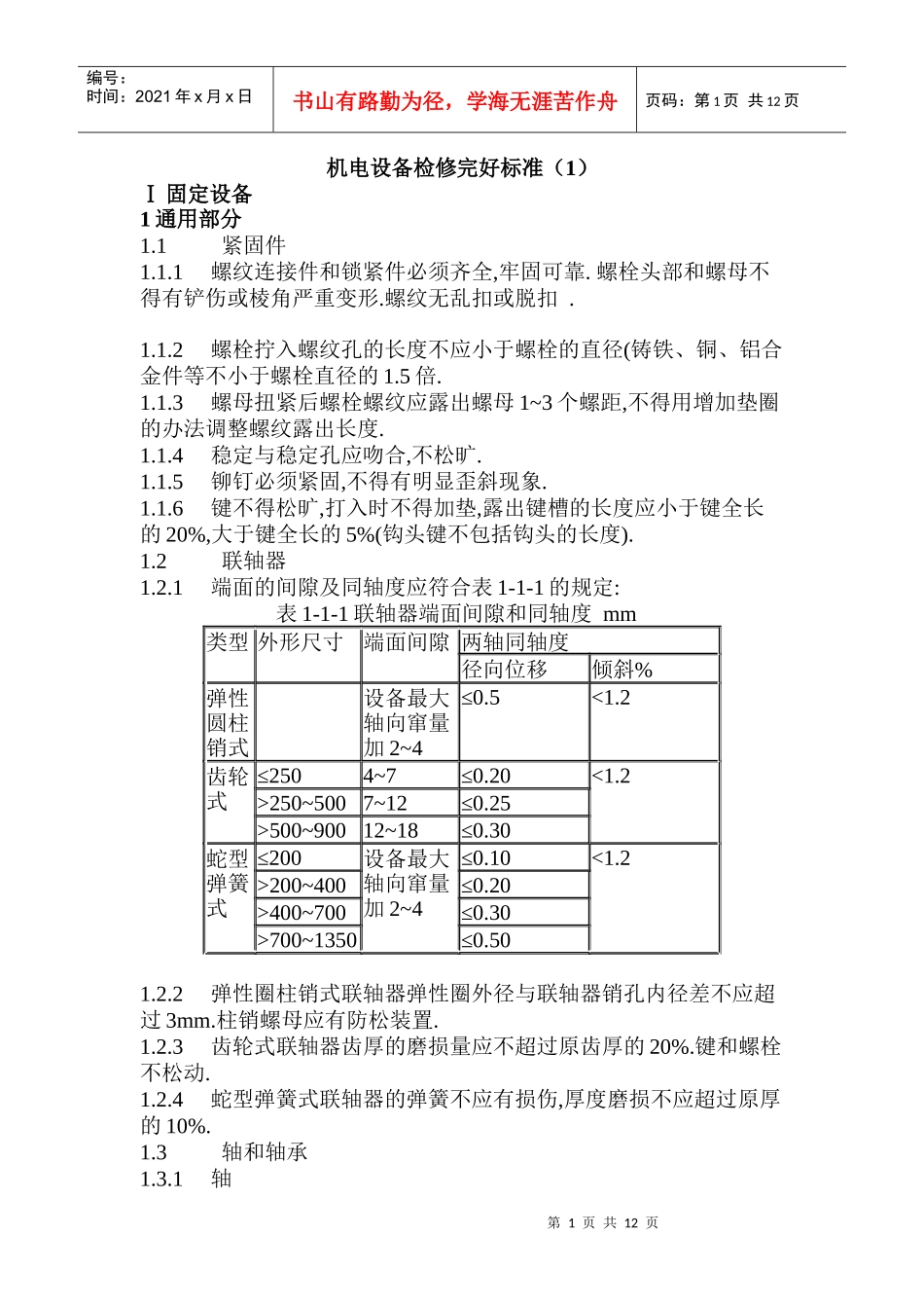 机电设备检修完好标准1_第1页