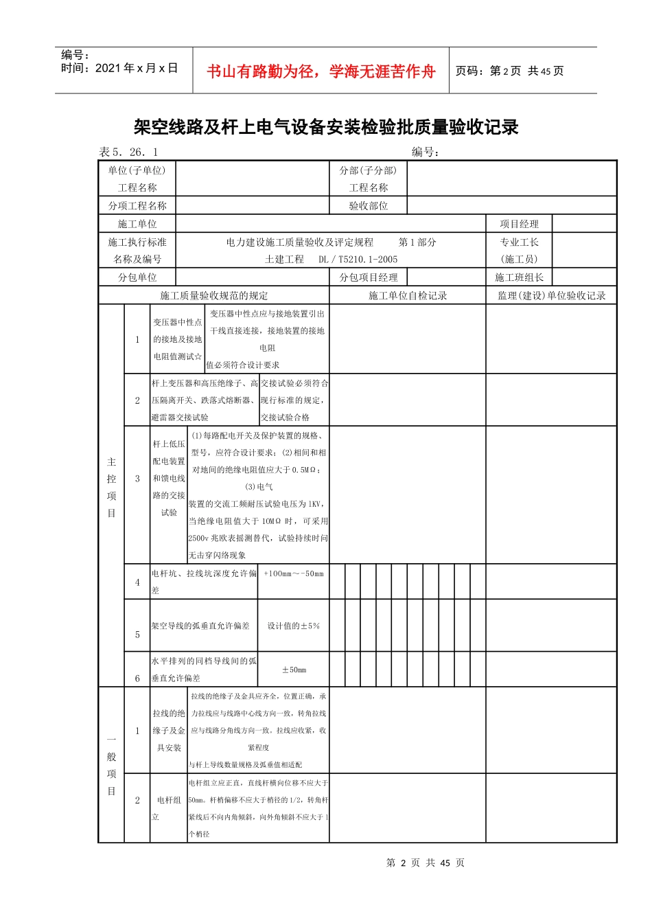 各种设备安装检验批质量验收记录_第2页