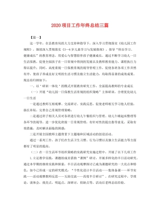 项目工作年终总结三篇 
