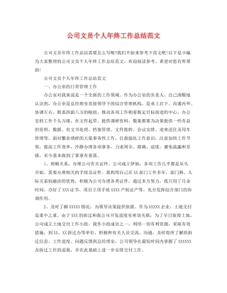 公司文员个人年终工作总结范文 