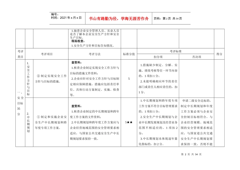 出租汽车企业安全生产达标考评方法和考评实施细则_第2页
