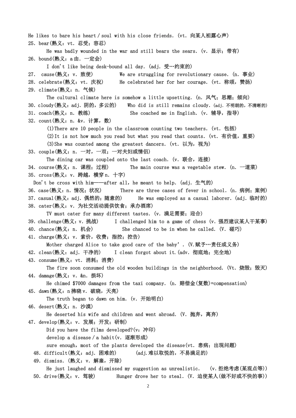 高考英语熟词生义词汇整理[1]_第2页