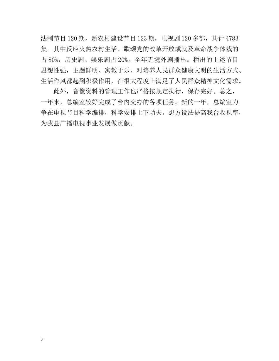 最新电视台总编办公室工作总结 _第3页
