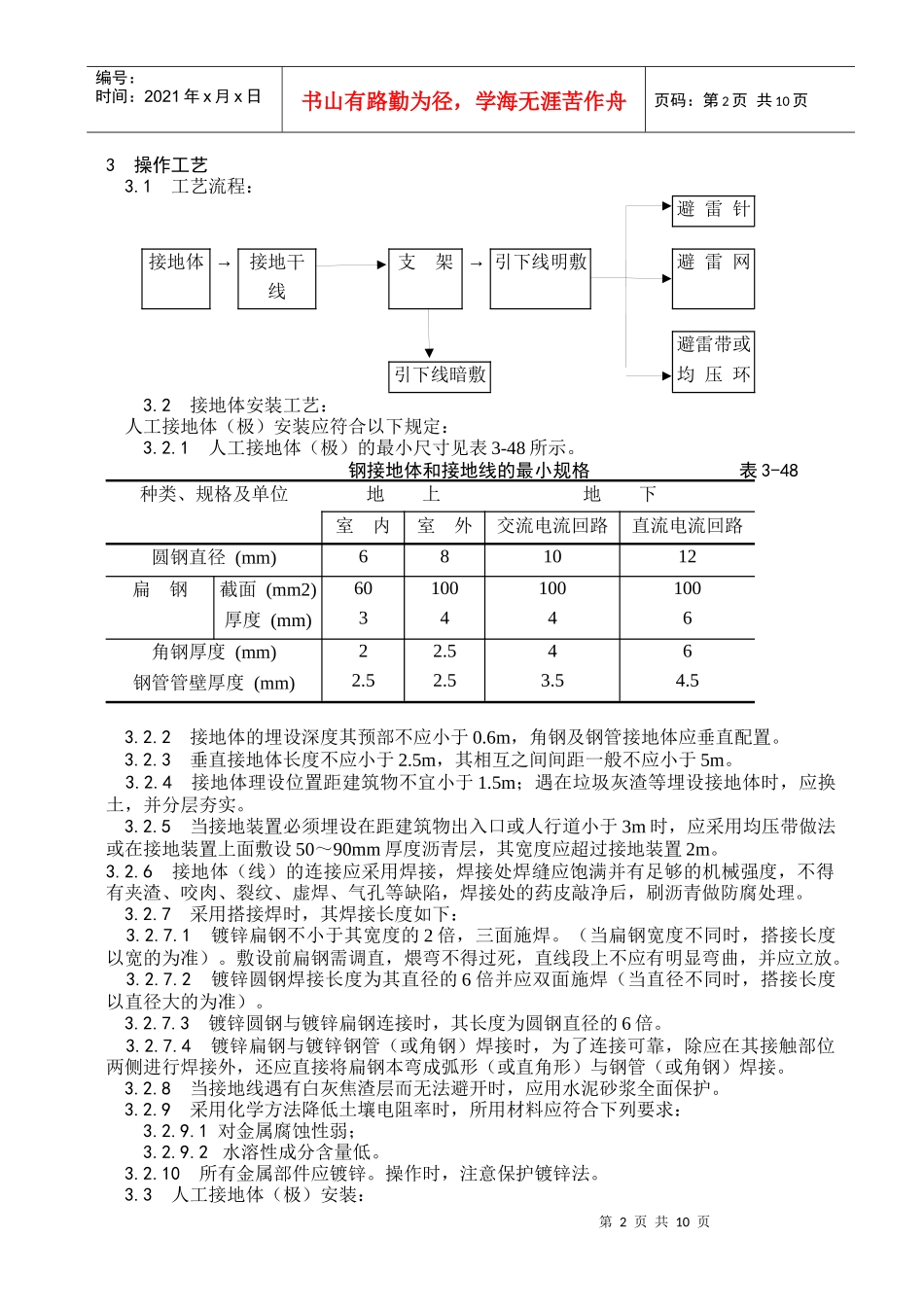 防雷及接地安装施工工艺_第2页